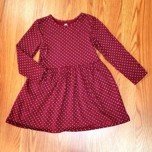 H&M Polka Dot Burgandy Dress (Size US 4-6Y)